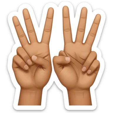 two peace hand sign but one is flipped the other way touch the other fingers sticker