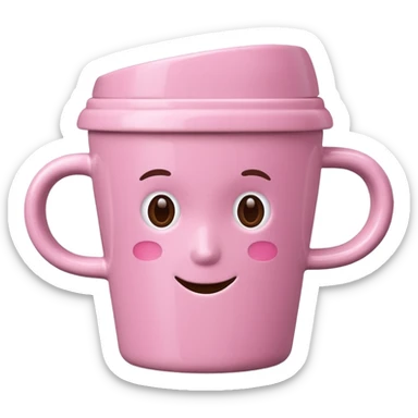 pink coffee cup without eyes sticker
