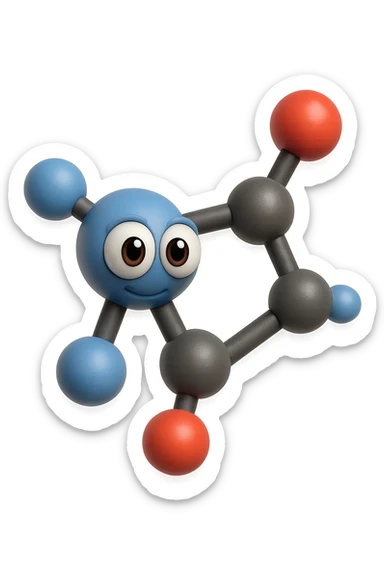 emoji stile iphone in 3d di istamina molecola con occhi con la parte bianca pure, iperrealistico 4k sticker