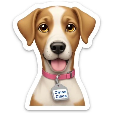 dog with name tag chloe sticker