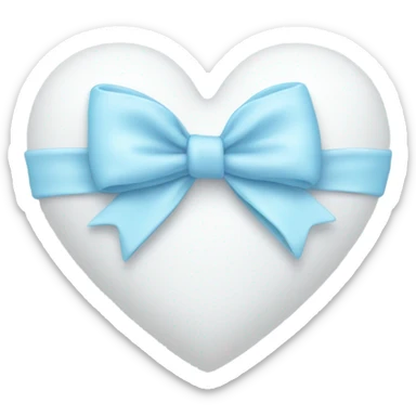 White heart with baby blue bow  sticker
