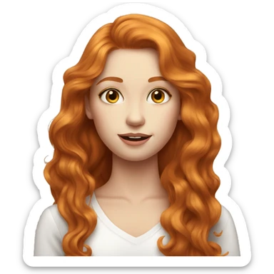 beautiful top model ginger girl long hair sticker