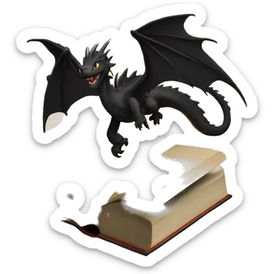 black dragons flying out of book sticker