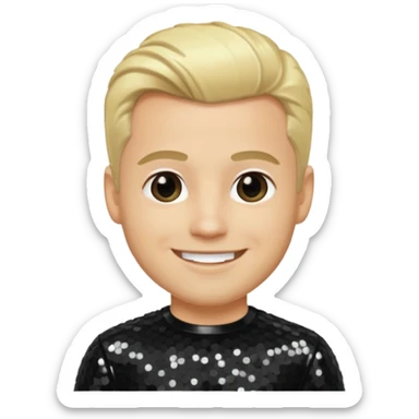 David Silveria from Korn with blonde hair, light skin, black sequin outfit sticker