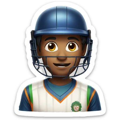 Indian boy face in cricket helmet  sticker