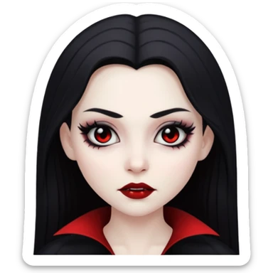 девушка вампир с очень бледной кожей, темными волосами и черными макияжем глаз  sticker