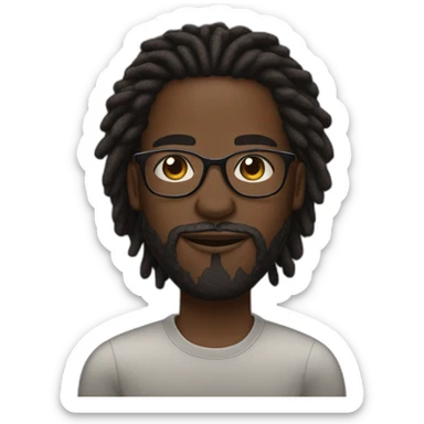 A dark skin african american man with clear glasses, and beard, and dreadlocks in two strand twists sticker