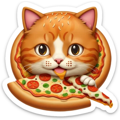 burger cat eating a slice of pizza sticker