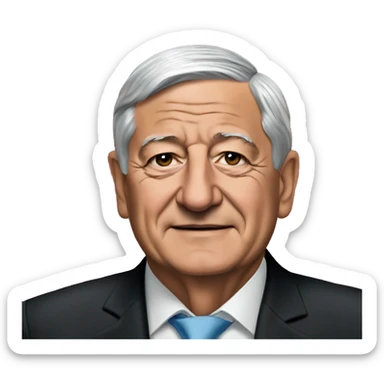 Presidente de Mexico Andres Manuel Lopez Obrador con bandera sticker
