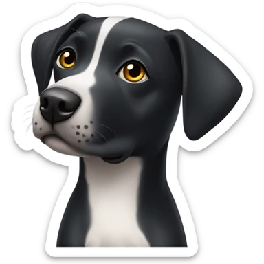 Black Labrador staffy mix with white patch on chest sticker