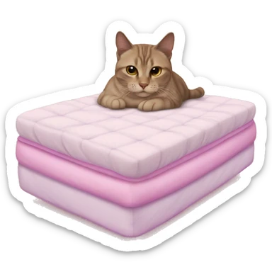 cat in robe on a heart shaped mattress love motel sticker