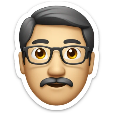 homme asiatique yeux en amande avec une moustache et un bouc et des lunette transparante  sticker