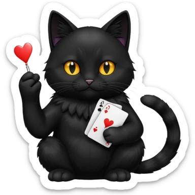 black cat shuffling cards sticker