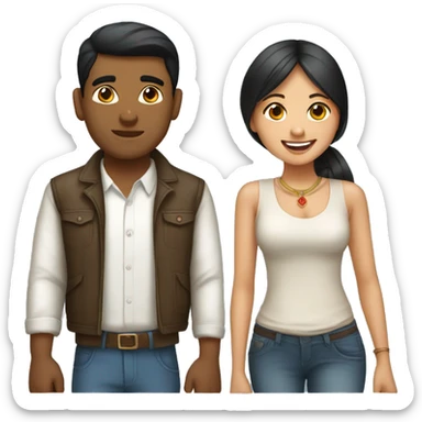 indian boyfriend and chinese girlfriend sticker