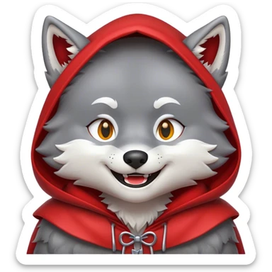 make me a wolf emoji wearing a  red riding hood sticker