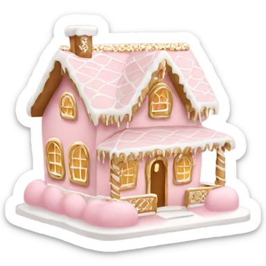 light pink and gold and white gingerbread house sticker