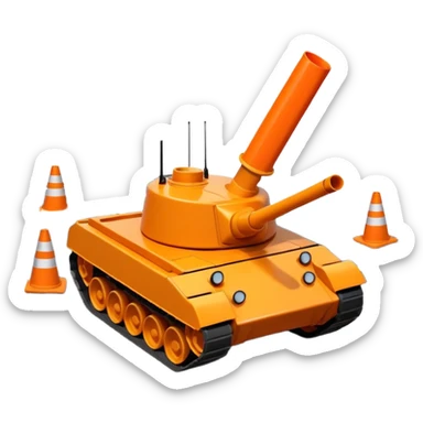 tank running over and squashing traffic cones sticker