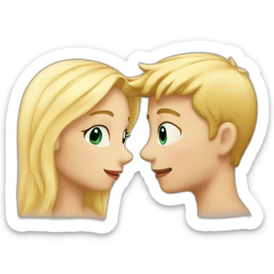 A blond boy who kisses a pretty blonde girl with a heart above their heads  sticker