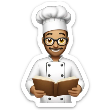 chef reading recipe book sticker