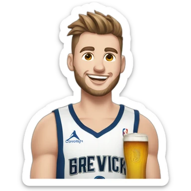 Luka Doncic avec une bière sticker
