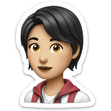 A beautiful black-haired Solvak girl who studies anatomy sticker