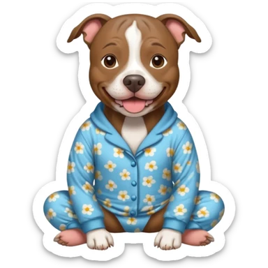 a brindle pit bull wearing comfy pajamas sticker