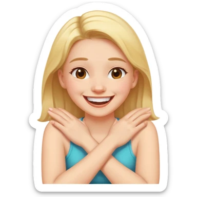 Arms crossed holding neck laughing girl sticker
