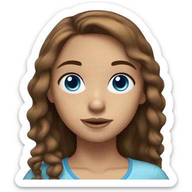 Girl with brown hair blue eyes light skin sticker