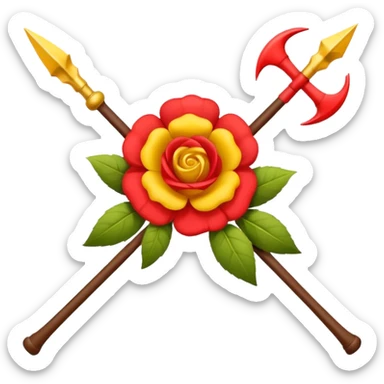 Hazme un emoji con el logo de la falange española con las 5 flechas y las 5 rosas sticker