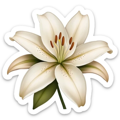 white lily with brown sticker
