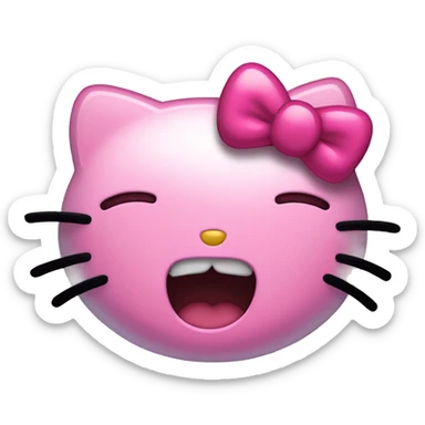 Hello kitty crying with laughter pink  sticker