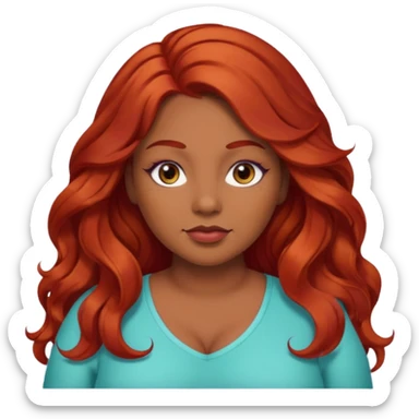 Plus size red hair brown face small eyes long hair Asian eyes small eyes wavy hair eye lashes  sticker