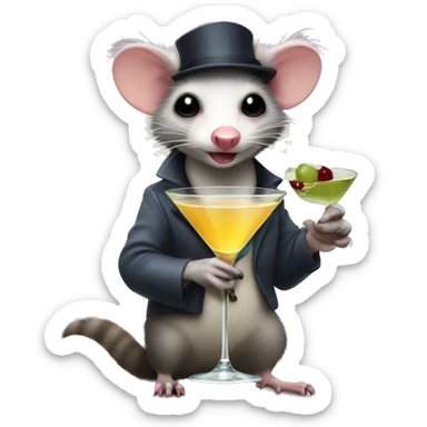 Opossum holding a dirty martini  sticker