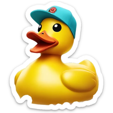 Rubber duck with obey snapback hat and diamond chain  sticker
