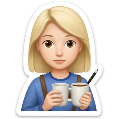 Student + notes + mug, Library Visitor. sticker