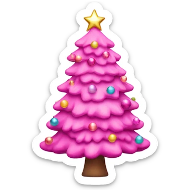 Pink christmas tree with shiny balls sticker