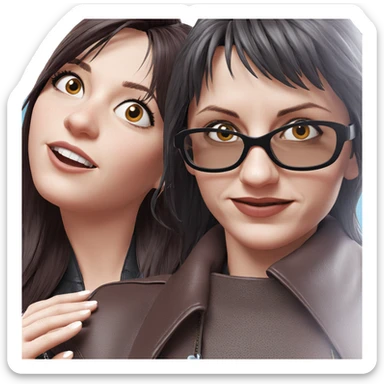 casual girls in leather jackets sticker