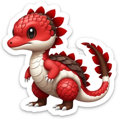 Cute cool scaley white red dark-brown animal hybrid Fakemon full body sticker