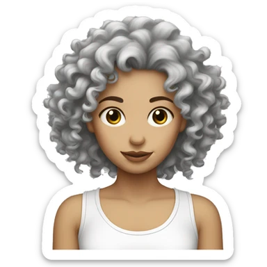 girl curly white skin graphic designer  sticker