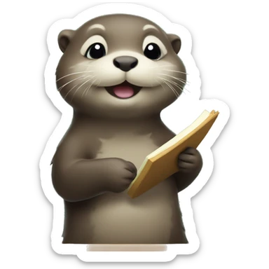 cute otter solving math equation on chalkboard sticker