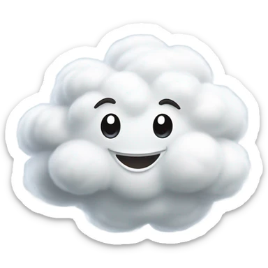 emoji of a fluffy white cloud in a lively dance. cartoon style. cheerful expression. isolated cutout. sticker