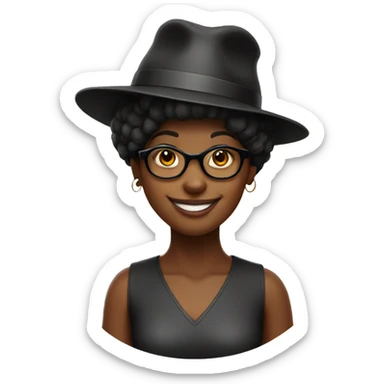 Black girl with hat, glasses and a sign saying happy birthday sticker