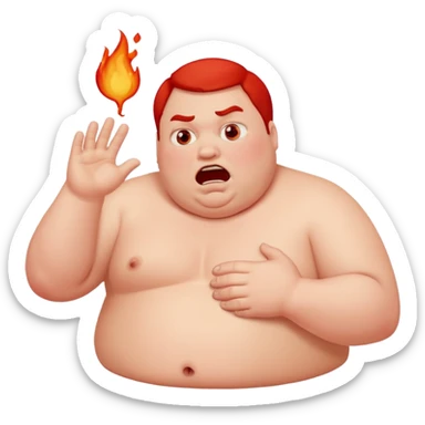 Fat man so full he will throw up sticker