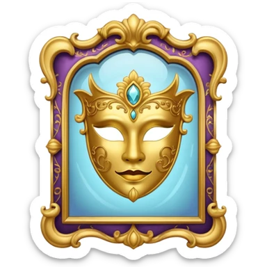 magic mirror on the wall from Shrek with a theater mask inside sticker