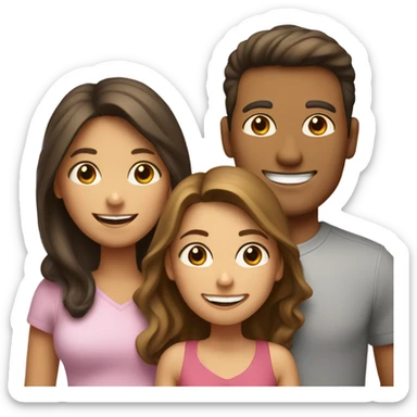 Puerto rican beard short brown hair  with blond long hair woman and brown long hair girl Family  sticker