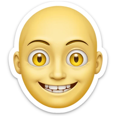 a standard yellow face that is smiling, but uncomfortable at the same time. make it slightly evil and extra points for being unsettling to look at sticker