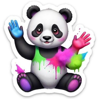 Panda playing holi sticker