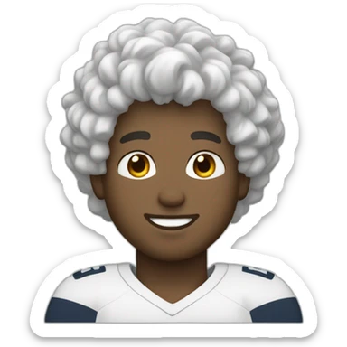 white curly hair football boy linemen sticker