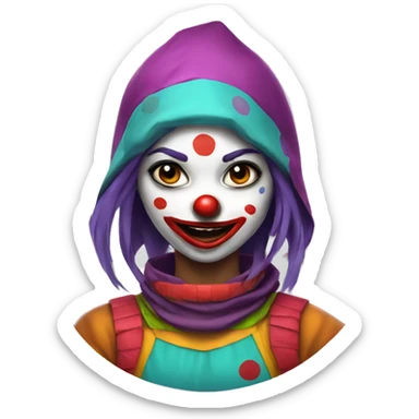 Clown ninja girl portrait sticker