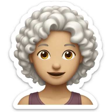 White curly hair relaxing girl sticker